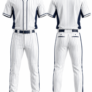 White and Navy Pinstripe Baseball Uniform
