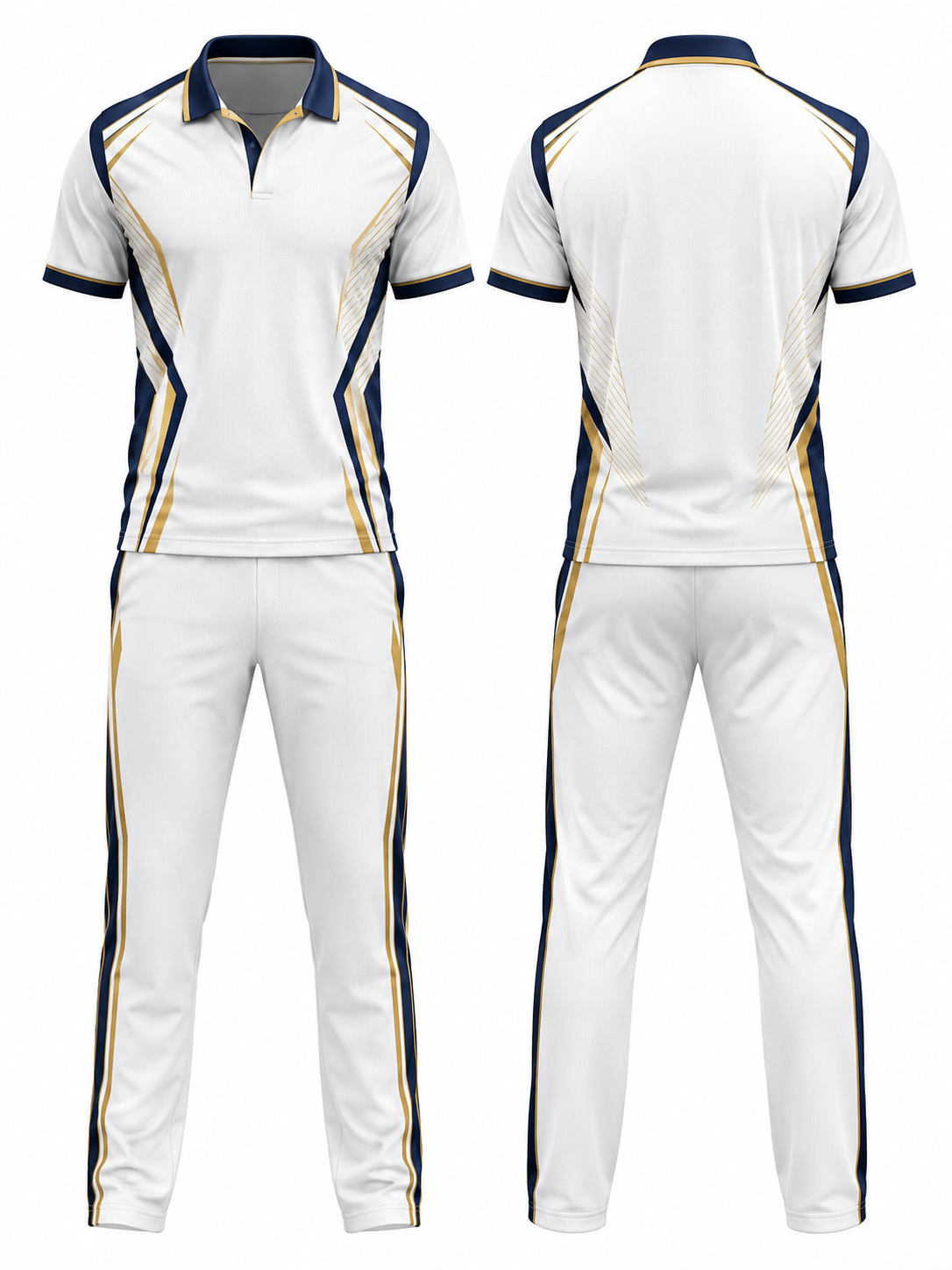 White, Navy and Gold Polo Uniform Set