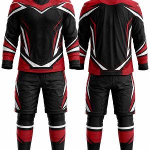 Black, Red and White Ice Hockey Uniform