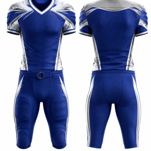 Royal Blue and Silver American Football Uniform