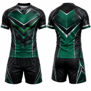 Emerald and Black Chevron Rugby Uniform