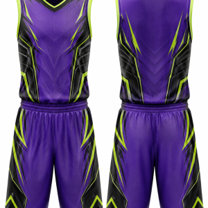 Purple and Neon Green Basketball Uniform