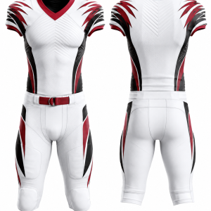 White, Crimson and Black American Football Uniform