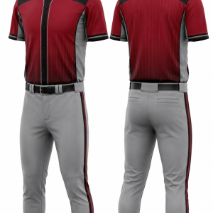 Maroon and Gray Baseball Uniform