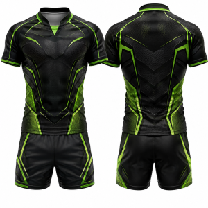 Black and Neon Green Rugby Uniform