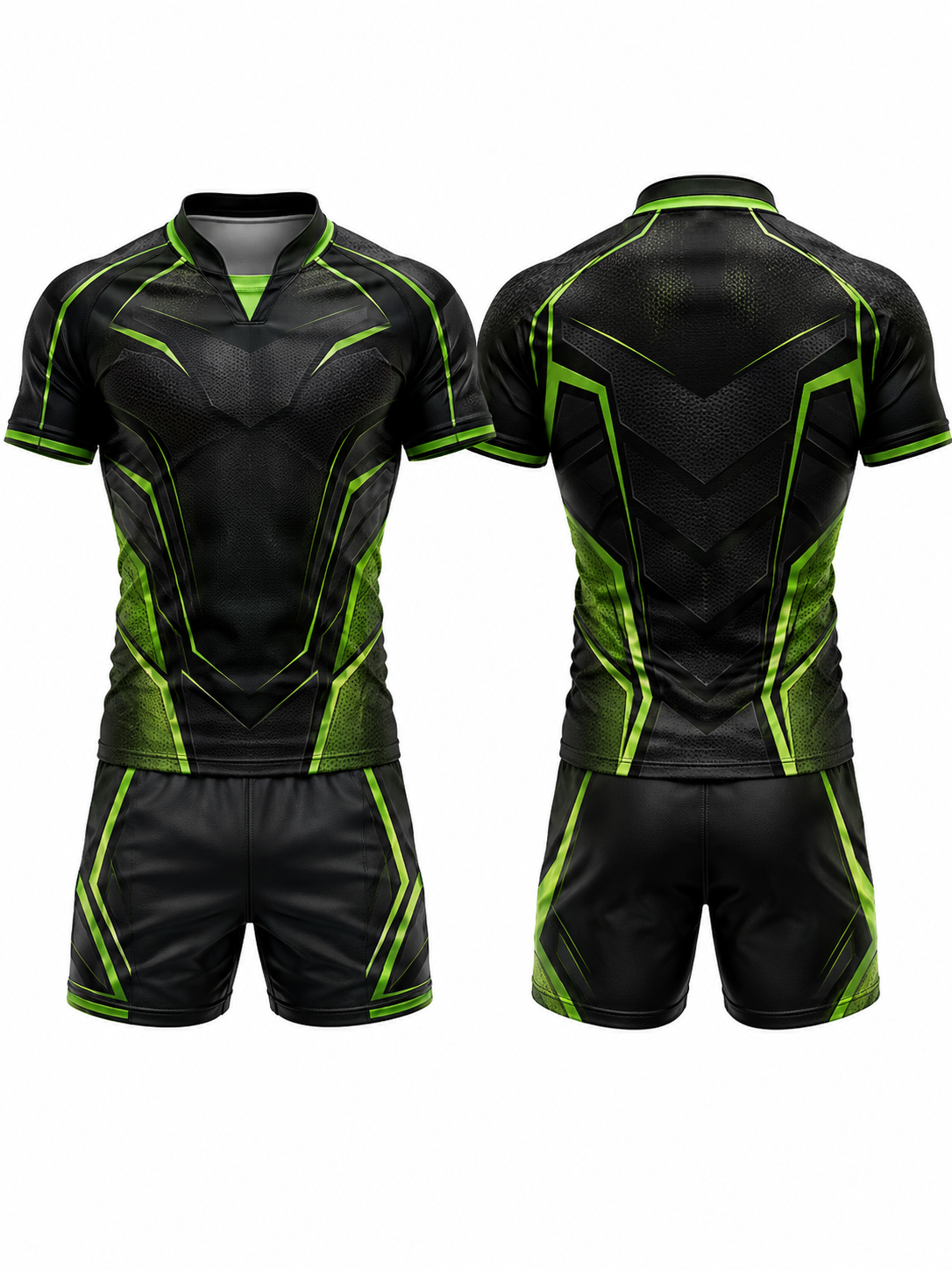 Black and Neon Green Rugby Uniform