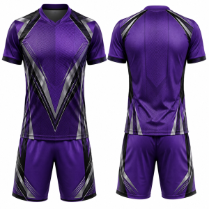 Purple and Charcoal Geometric Soccer Uniform