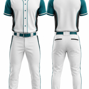 White, Teal and Charcoal Baseball Uniform